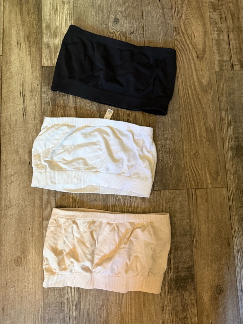 Old Navy Bandeau Bra Trio in Black, White, and Nude